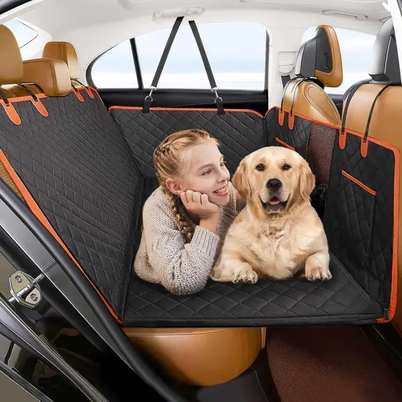 Durable dog car seat protector featuring a hard bottom and waterproof design.