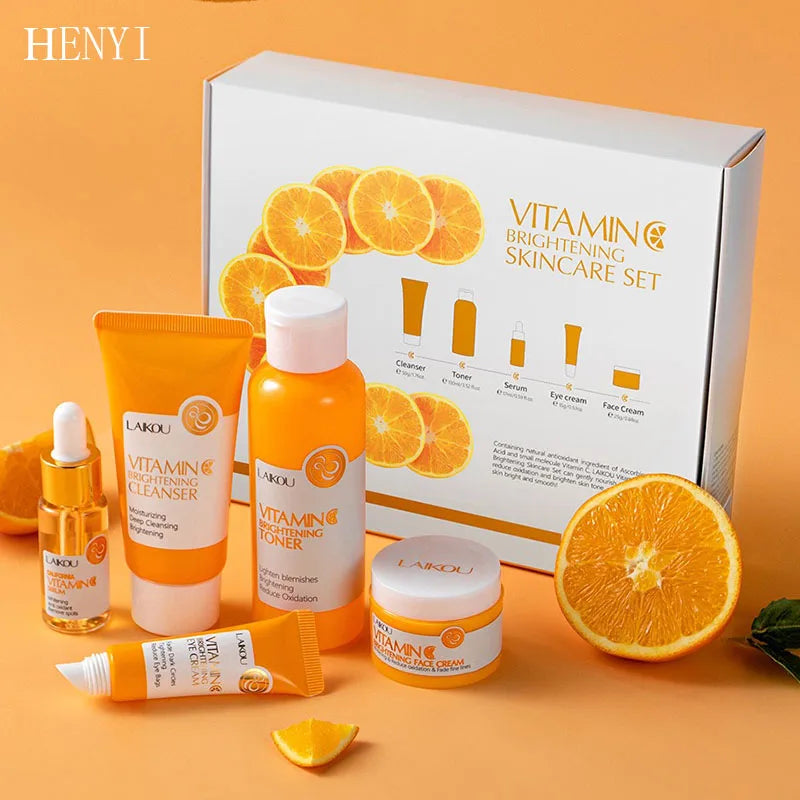 5-piece face care cream set enriched with Vitamin C for brighter and healthier skin.