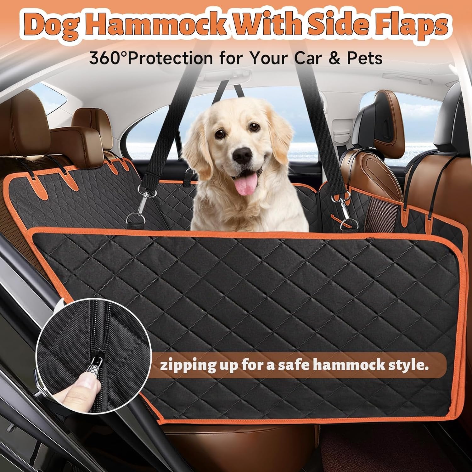 Hard bottom dog car seat cover providing extra support and protection for your car seats.