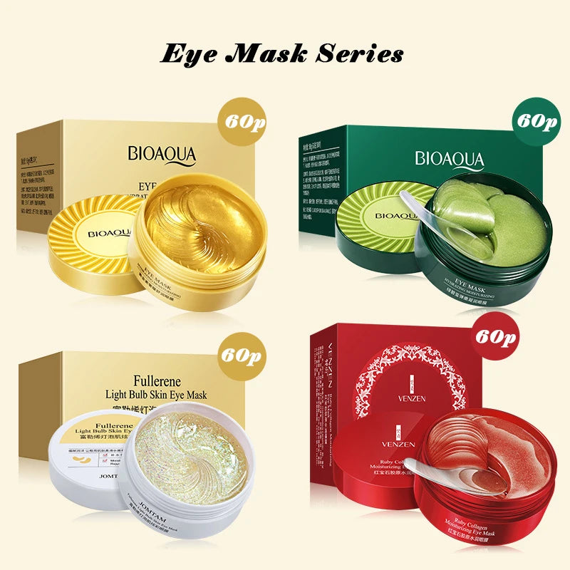 Moisturizing gold collagen eye masks for a rejuvenated and brightened under-eye area.