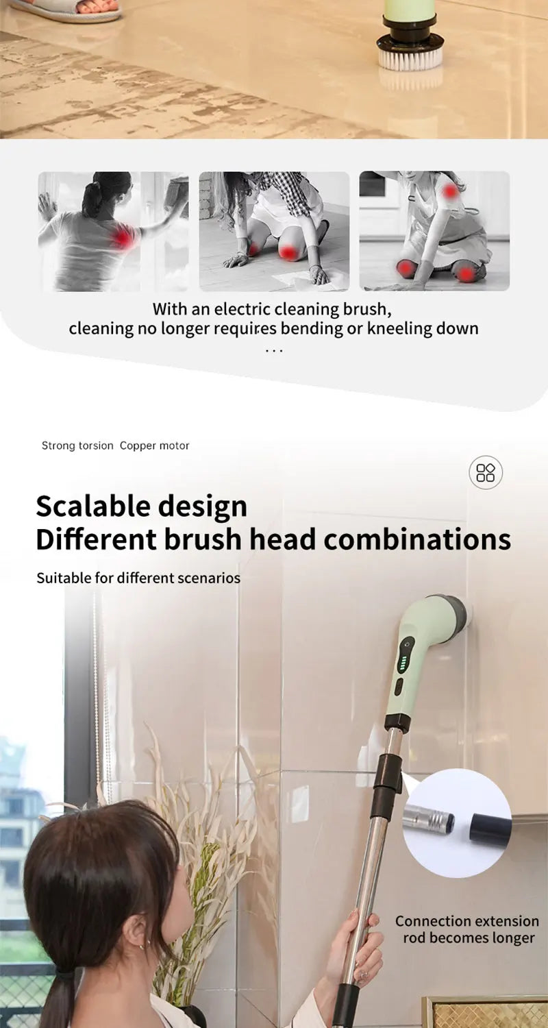 Electric brush designed for cleaning showers and tubs