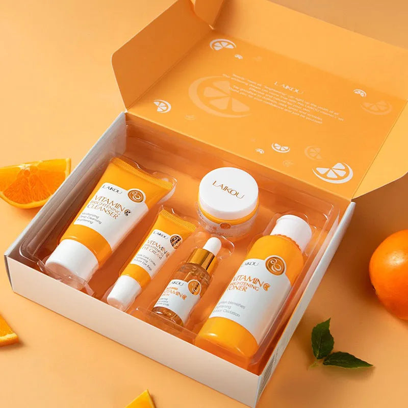 Complete face care set with Vitamin C, perfect for daily hydration and skin rejuvenation.