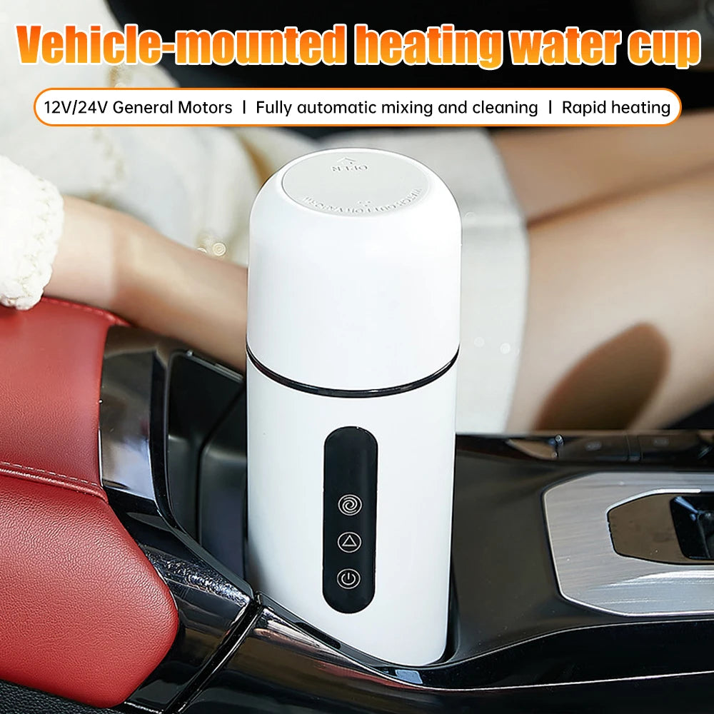  Stainless steel electric kettle cup with smart temperature control for coffee and tea.