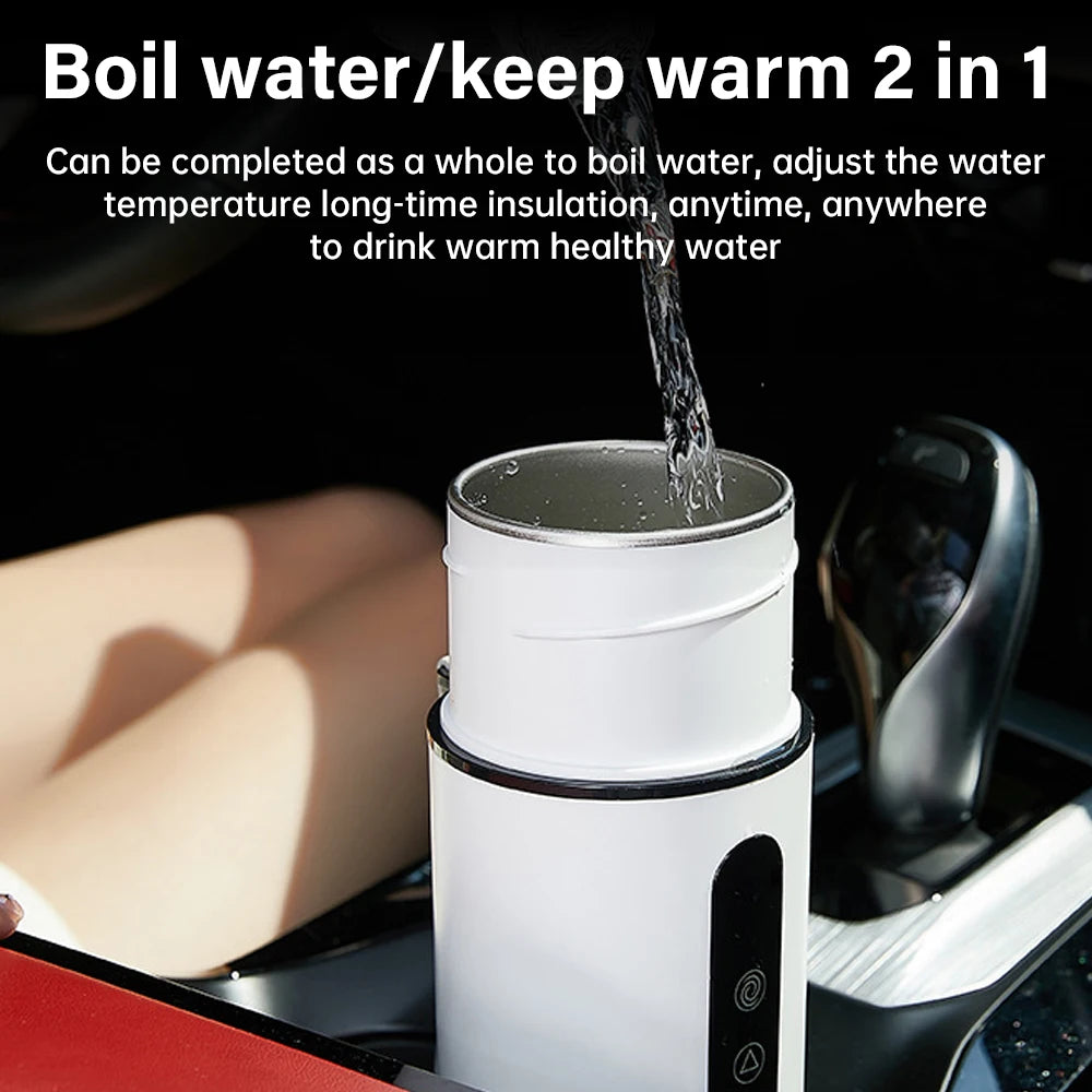 Durable stainless steel coffee mug with intelligent temperature control for hot beverages.

