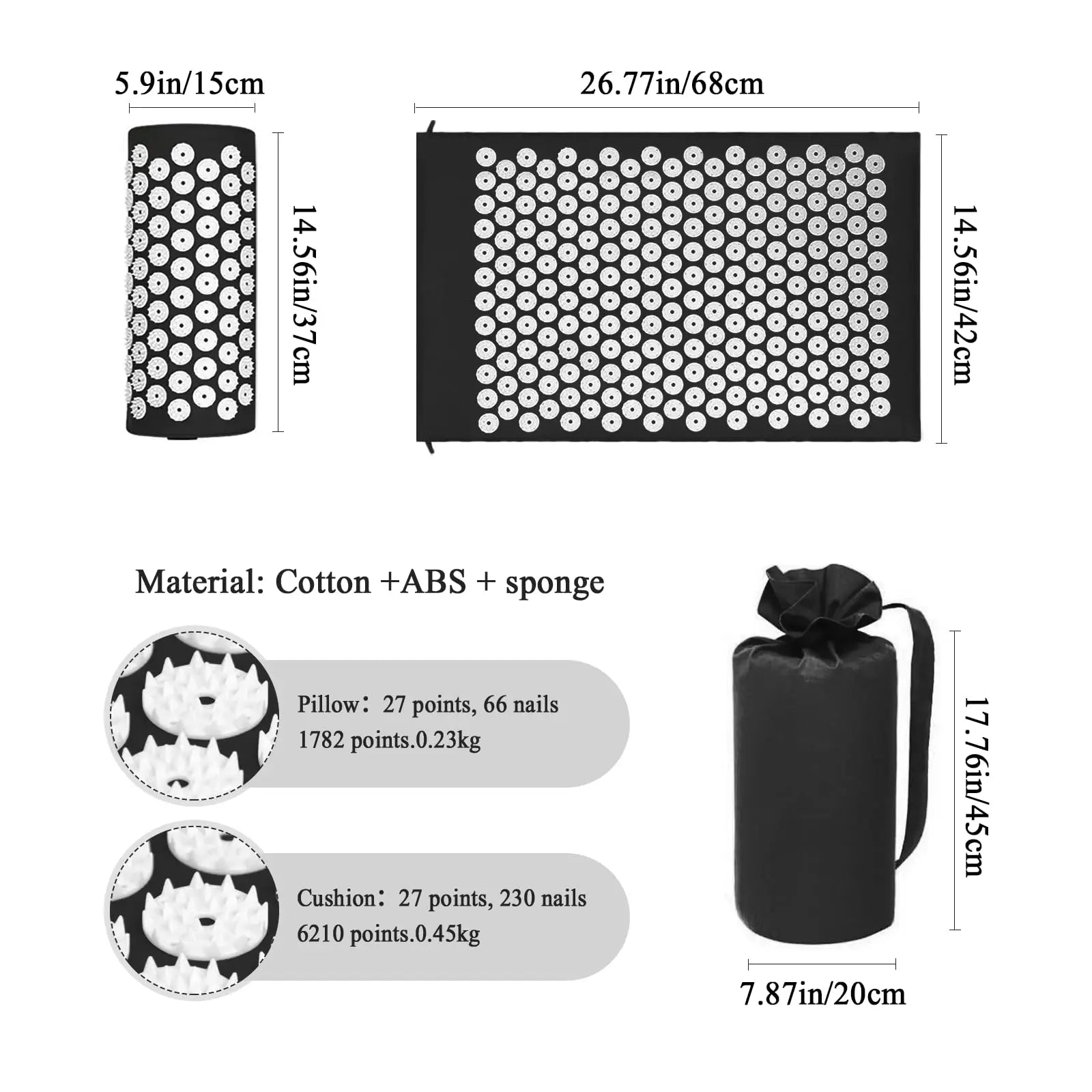 Stress relief cushion mat with acupressure points.