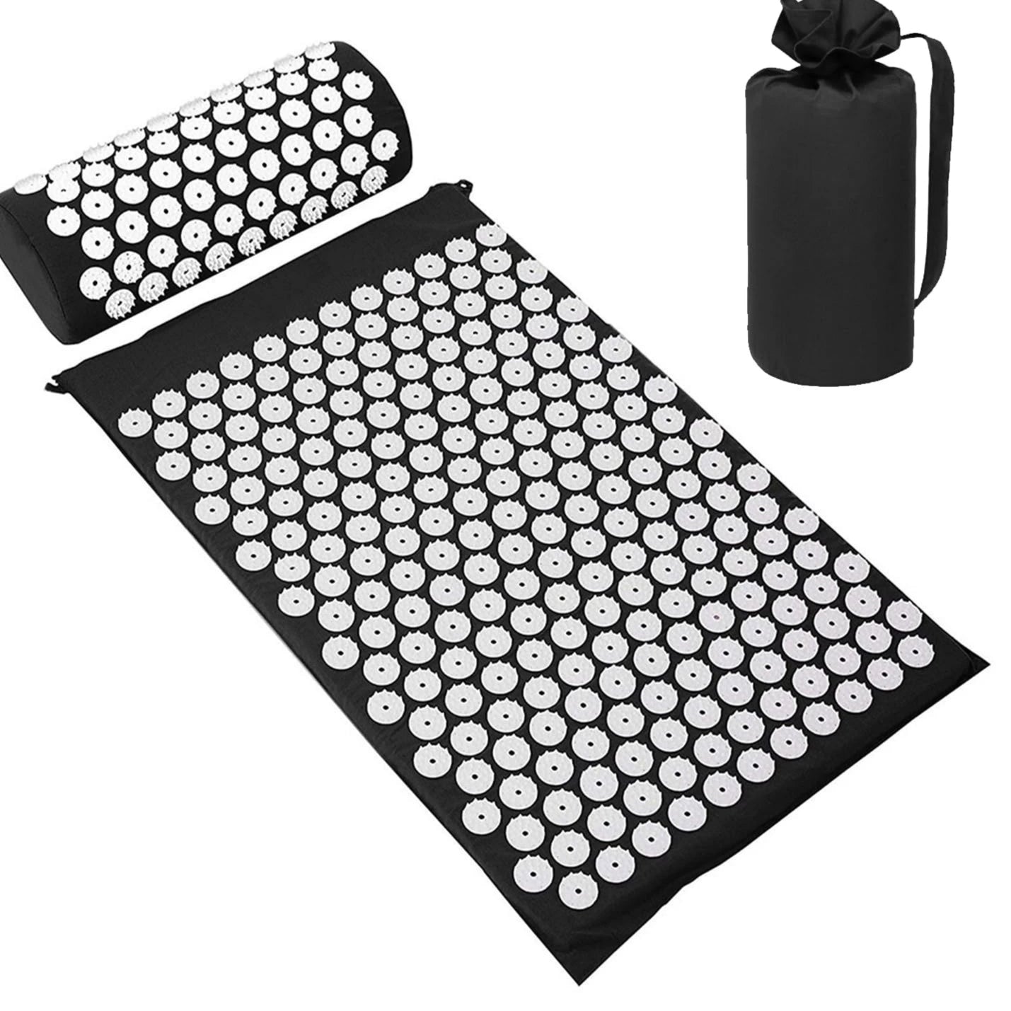 Relaxation acupressure mat and ergonomic pillow set