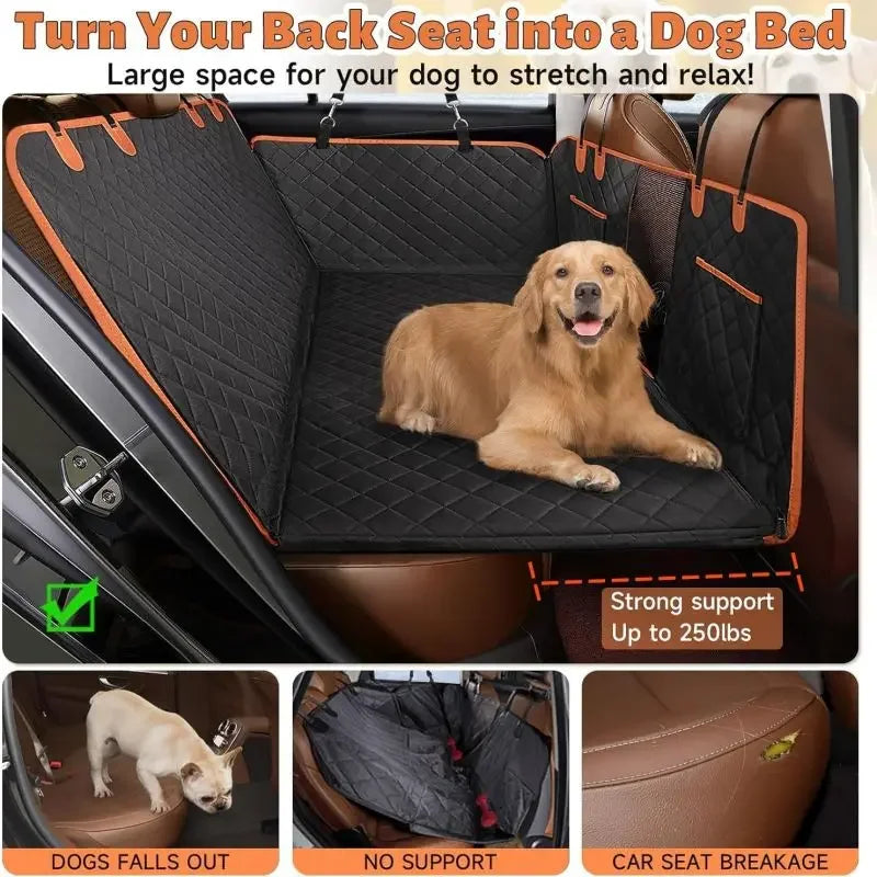 Waterproof pet car seat cover designed for maximum protection and comfort.