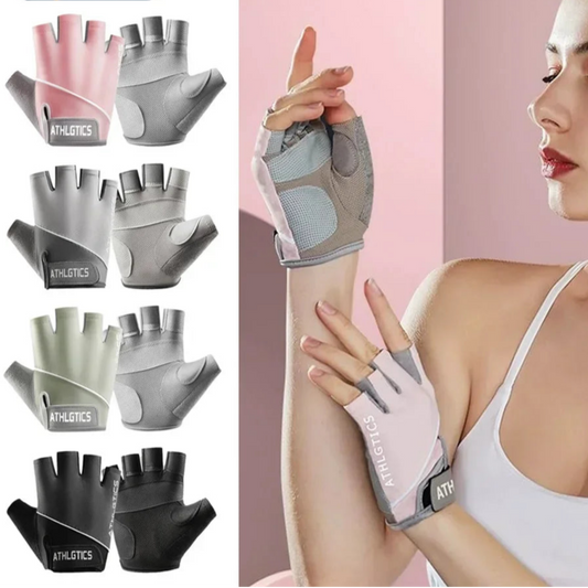 Breathable fingerless gym gloves for men and women, designed for comfort and durability.