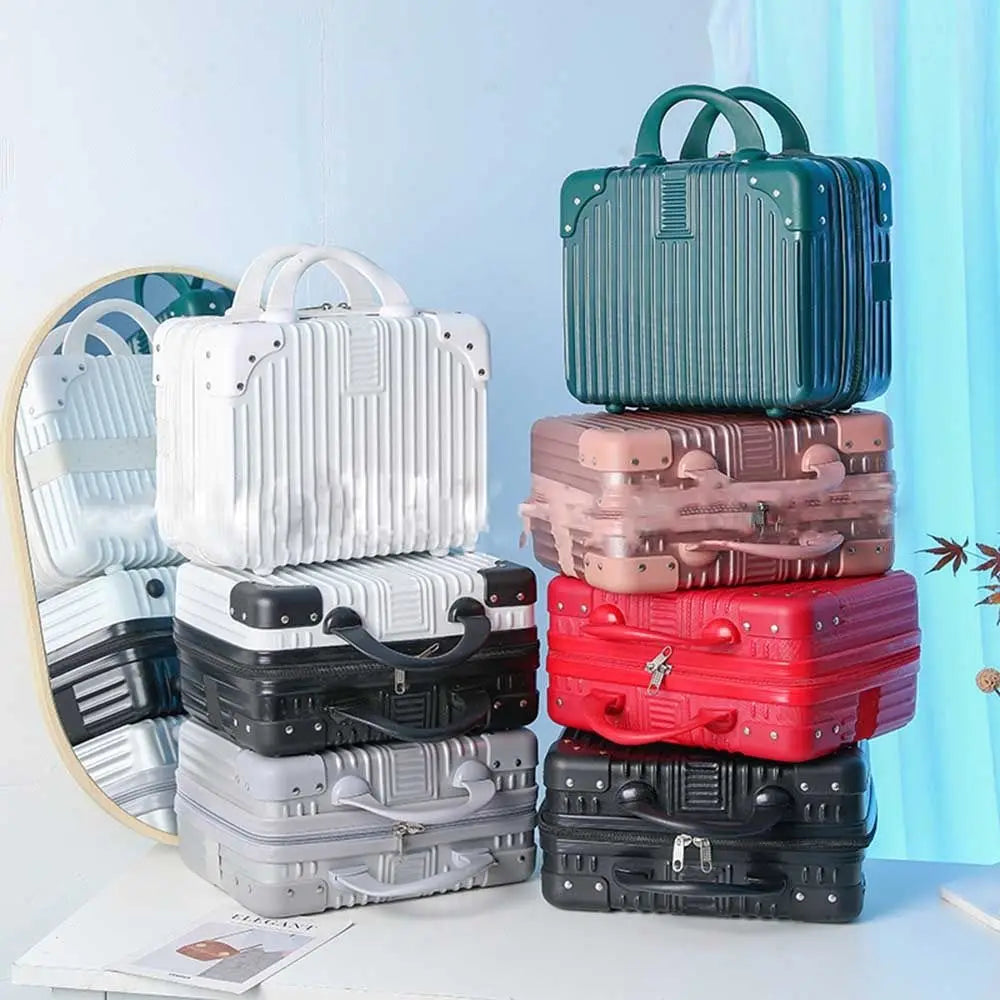 Durable hand luggage makeup organizer with a water-resistant interior for travel