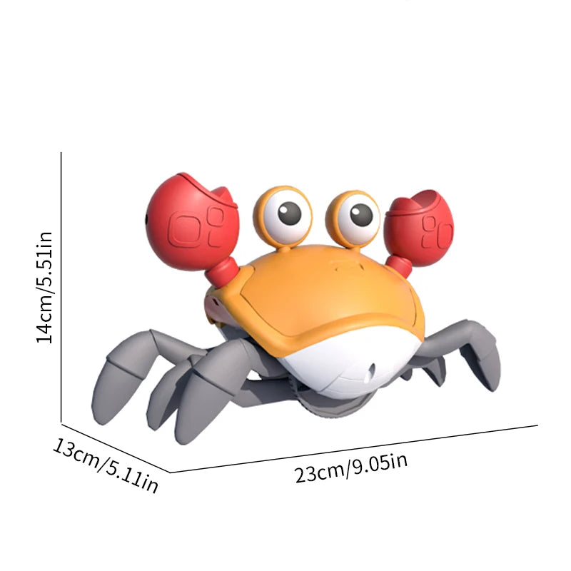 Battery-operated dancing crab toy for interactive play and endless fun.