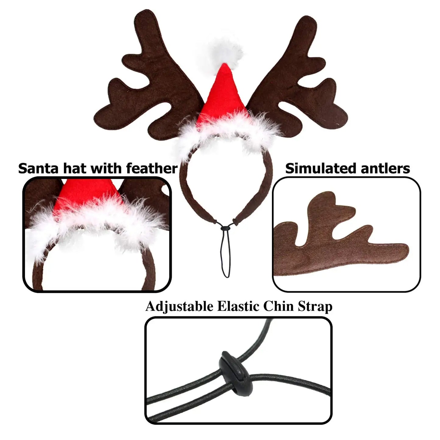 Holiday reindeer antlers for dogs, ideal for festive photoshoots and parties