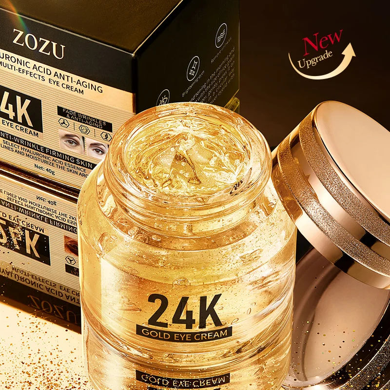 Gold eye cream enriched with 24k gold and hyaluronic acid for reducing dark circles and fine