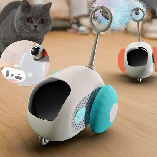 Intelligent sports car remote control toy designed for interactive play with cats